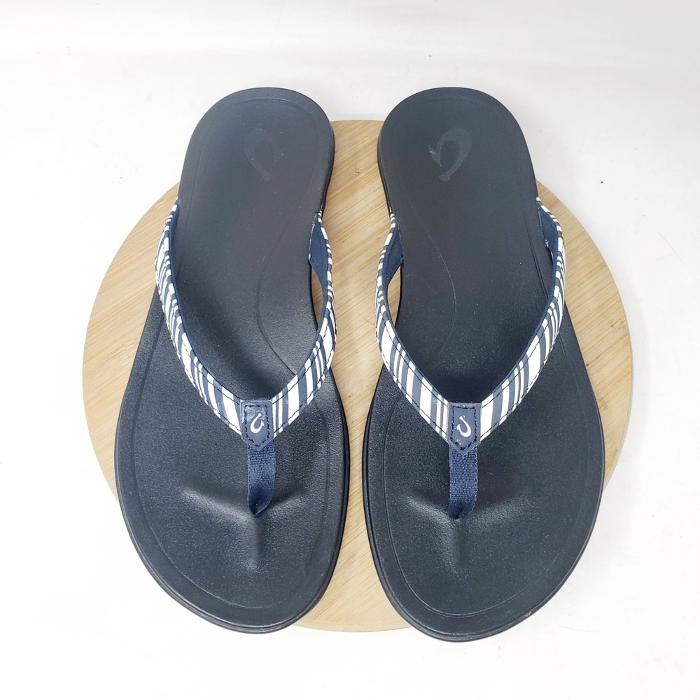 Olukai‎ Hoopio Sandals Womens 9 Striped Flip Flop Thong Pool Beach Shoes Ho'opio